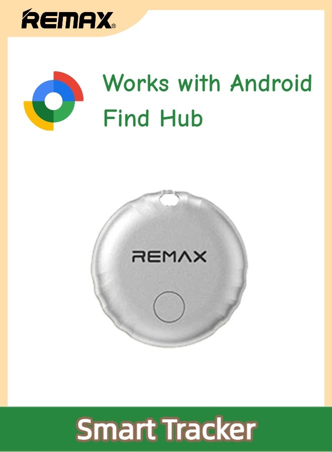 REMAX Smart Tag Global Positioning Anti-Loss Smart Tracker, Real-Time Global Location Tracking, Long Battery Life, Suitable For Backpacks, Pets, Keys, and Travel. (Android Only), Supports Google "Find Hub" App, For Android Phones/Pixel/Samsung, etc. Silver - Image 1